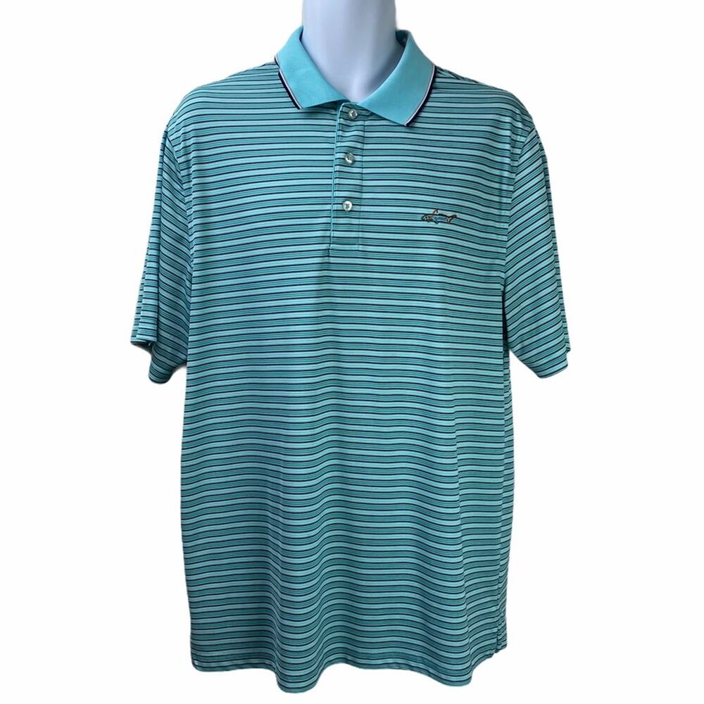 Greg Norman Tasso Elba Golf Striped Polo Shirt L
